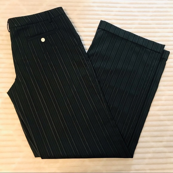 Poleci Pants - Anthropologie Poleci Black Blue Pin Stripe Cuffed Trouser Pants Size 10 Medium